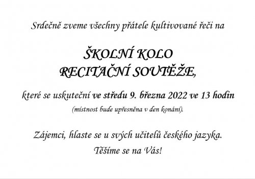 Školní kolo recitační soutěže